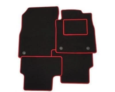 DACIA SANDERO (2013-2020) Fully Tailored Car Floor Mats RED TRIM EDGE + 4 Clips - Image 1 of 2