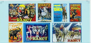 PLANCHE DE 7 DECALCOMANIES AFFICHES CIRQUE SABINE RANCY PERFEX 1/43 Ref 109RA - Imagen 1 de 1
