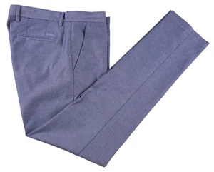 Hugo Boss Kaito Blue Woven Cotton Flat Front Dress Pants 32 x 32 Slim - Picture 1 of 10