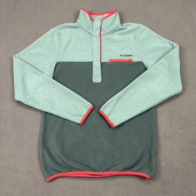 Columbia Half-Snap Polar Mujer Pequeño Pullover Verde Coral Chaqueta Lado Montaña Foto 1 de 4