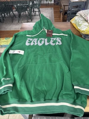 MENS NFL Mitchell & Ness Kelly Green Philadelphia Eagles Hoodie NWT - Image 1 of 4