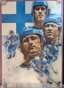 Póster de hockey vintage de la Copa Canadá 1981 Suomi Finlandia de Bill Sinclair - Imagen 1 de 5