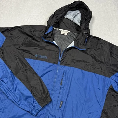 Vintage Columbia Jacket Mens 2XT Tall Blue Black Hooded Packable Windbreaker 00s - Image 1 of 4