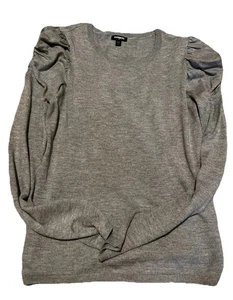Puff Sleeve  Gray Sweater Women By Express Long Sleeve Size medium - Picture 1 of 3