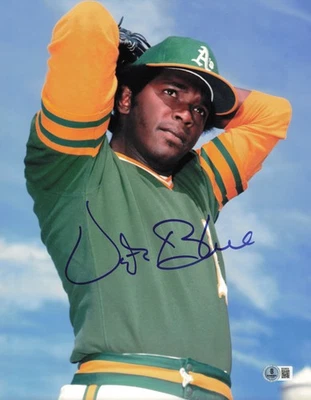 Foto firmada autografiada por Vida azul 11x14 Oakland A's Beckett BAS QR #SB30639 Foto 1 de 2
