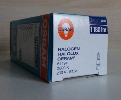 Osram Halolux Ceram Halogen 64494 B15d - 70W - 230V - 1180 Lumen NEU & OVP  - Bild 1 von 4