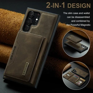 Handyhülle Samsung S25 Plus Ultra Tasche Wallet Case Magnet Schutz Dunkelbraun - Bild 1 von 7