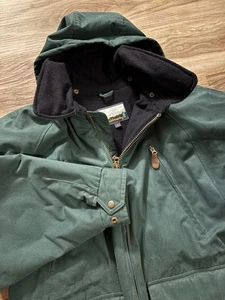 Fieldmaster Hooded Jacket Men's Large Chore Work Fleece Lined Green Vtg 90s - Picture 1 of 12