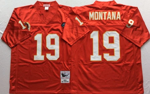 Vintage Joe Montana #19 Kansas City Chiefs Throwback Red Stitched Jersey Cover