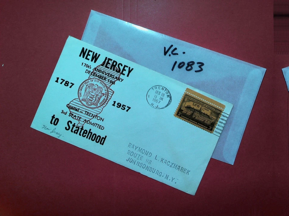 U. S. Vintage Cover 1083 - New Jersey Statehood - unsigned cachet - comb.ship! - Image 1 of 1