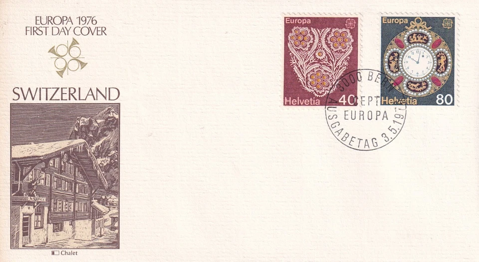 SWITZERLAND 1976 FIRST DAY COVER, ART EUROPA, COTTON AND GOLD, LACE ST GALL - Image 1 of 1