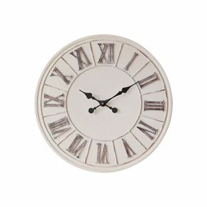 Large Farmhouse Ivory White Wall Clock - 24 inch, Vintage Rustic Living Room ... - Picture 1 of 9
