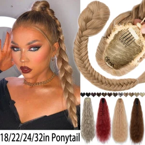 Drawstring Ponytail Clip In Hair Extensions Braided Cornwave Body Wavy Pony Tail - Picture 1 of 77
