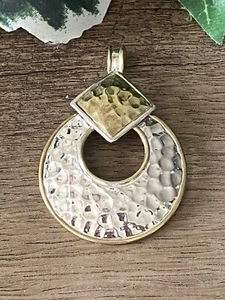 CHAPAL ZENRAY Large Sterling Silver 2-tone Hammered Design Pendant 12.1 Gr - Picture 1 of 6