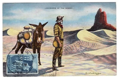 #938 Texas Statehood Centennial 1945 FDC - Larsen Desert Postcard PentArts - Image 1 of 2