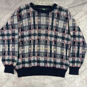 Vintage Jantzen Men's LG Blue Southwestern Style Crew Neck Knit Sweater 80s - Picture 1 of 6