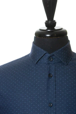 Strellson Blue Dotted Indigo Chambray Extra Slim Shirt 20125 Foto 1 de 4