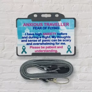 Anxiety/Airport/Fear Of Flying / Travel - Awareness ID Card And Lanyard - Picture 1 of 6
