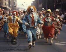 Clown Marathon Smiling Laughing Funny Run Circus Clowns Giclée Art Print 8x10
