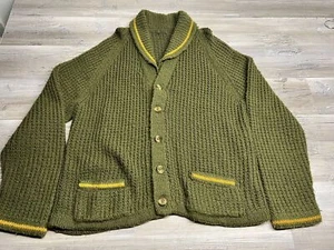Vintage 60s Cardigan Fuzzy Shag Grunge Kurt Cobain Sweater XL Cotton/Wool?? - Picture 1 of 9