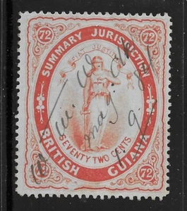 INGRESOS DE LA GUYANA BRITÁNICA DESCALZOS #16a PERF 12 PAPEL AZUL USADO - Imagen 1 de 1