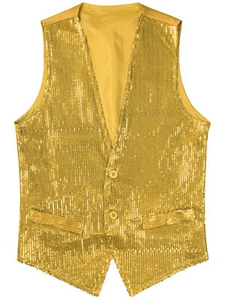 Men's Glittery Sequin Vest Slim Fit Nightclub Party Performance Tuxedo Waistcoat - Picture 1 of 88