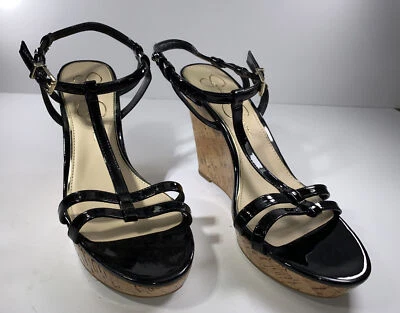 Jessica Simpson Mujer Cuña Brillante Correa Corcho Cuña Talla 8.5 SKU # 4147 Foto 1 de 4