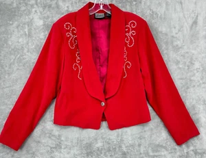 Rough Rider Jacket Womens Medium Western Rodeo Button Lightweight Bohemian Red - Picture 1 of 13