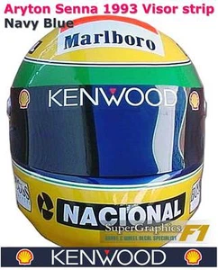 Helmvisier Aufkleber Aryton Senna F1 Fan 1990er Racing Navy - Bild 1 von 1