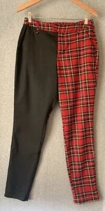 Hot Topic Womens Plaid Colorblock Pants Goth Punk Grunge Sz M Red Black Witchy - Picture 1 of 7