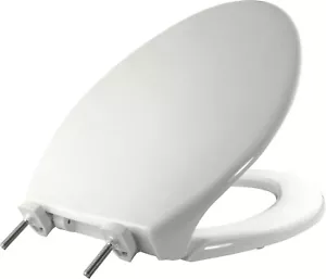 Premium Commercial Toilet Seat - White Elongated Design with Stainless Hardware - Picture 1 of 10