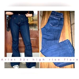 Ariat High Rise Flare Leg Denim Jeans EUC Sz 32 - Picture 1 of 10
