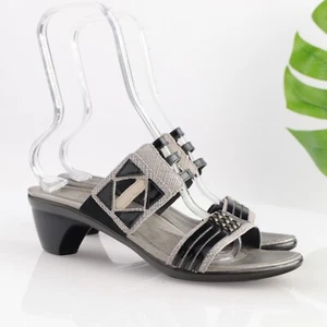 Naot Womens Afrodit Sandal Size 41 10 Gray Black Studded Slide Block Heel Mule - Picture 1 of 15