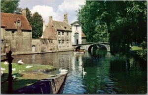 Postal publicitaria de Brujas/escena del canal de Brujas/canal de la década de 1950 PAN-AM World Airways - Imagen 1 de 2