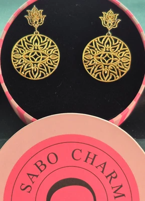 Rare Thomas Sabo Glam & Soul Sterling Silver Gold Lotus Flower drop earrings - Image 1 of 4