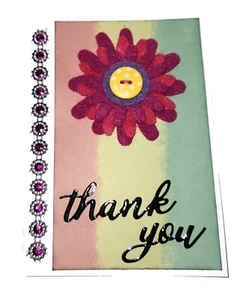 THANK YOU Greeting Card - JEWEL and FLOWER - Handmade A2 size with Envelope SALE - Picture 1 of 2