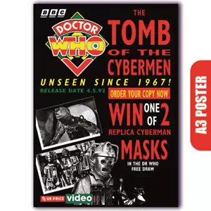 Doctor Who: Tomb of the Cyberman VHS Poster (Reproduction A3 Poster) - Foto 1 di 3