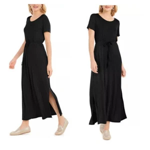 Style & Co Women's S Deep Black Tie Waist Maxi Dress - Picture 1 of 1