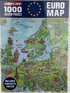 New A2Play Euro Map 1000 Pcs Jigsaw Puzzle With Fun Facts Poster Sealed - Picture 1 of 15