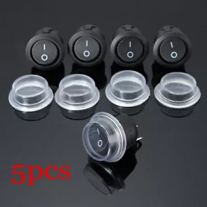 5x 2-PIN ON/OFF Car Auto Boat Round Rocker Toggle Waterproof & SPST Switch Cover - Picture 1 of 12