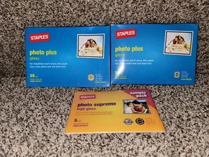 2 X Staples photo plus gloss 4 x 6“ 50 sheets works with all inkjet printers - Picture 1 of 2