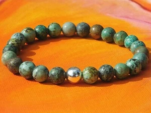 Pulsera de piedras preciosas y plata hecha a mano para hombre/damas - turquesa africana natural. - Imagen 1 de 3