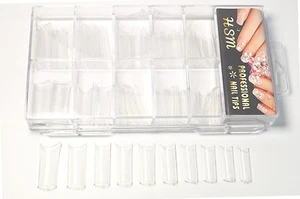 100 tunnel tips in box, clear straight tapered without adhesive surface - Picture 1 of 2