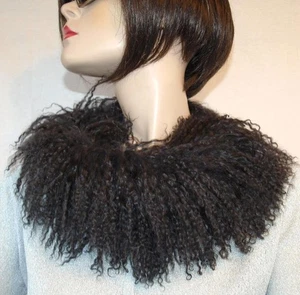 Fur Scarf Tibetan Lamb Boa Loop Collar Coat Trim Coffee Black Brown - Picture 1 of 3