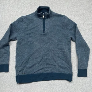 UNTUCKit Merinowolle 1/4 Zip Pullover Herren Large Sweater Blau Strick - Bild 1 von 6