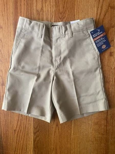 Dickies Boy's Khaki Flat Front Classic Fit Shorts Size 8- NEW ADJUSTABLE WAIST - Picture 1 of 12