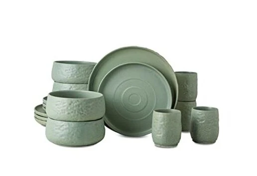 Juego de vajilla, platos y cuencos de gres de 16 piezas SHOSAI juego de 16 piezas salvia Foto 1 de 4
