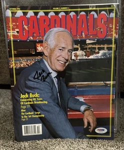 Jack Buck (Died 2002) HOF PSA Autograph Signed St Louis Cardinals Magazine Cover - Picture 1 of 4