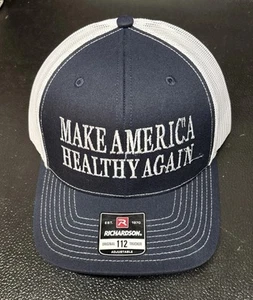MAKE AMERICA HEALTHY AGAIN Hat Blue Baseball Cap Embroidered Trump RFK Jr. - Picture 1 of 3