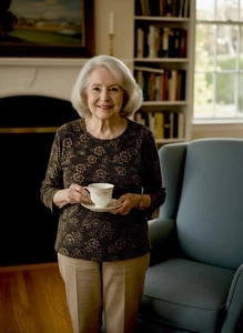 Vintage Rafaella schwarz braun Medium Petite 3/4 Ärmel Stretch Top Damen MP 8 10 - Bild 1 von 3